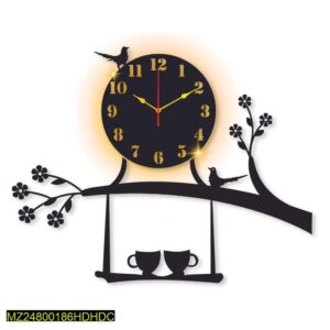 Bird Design Laminated Wall Clock with Backlight – Nature Wall Decor