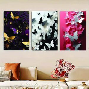 Multicolor Butterfly Wall Art Set of 3