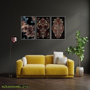Modern 3D Abstract Wooden Wall Frame Set of 3