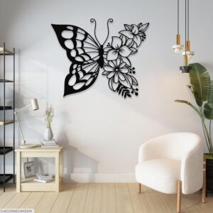 Black Butterfly Design MDF Wall Frame – 12 Inch