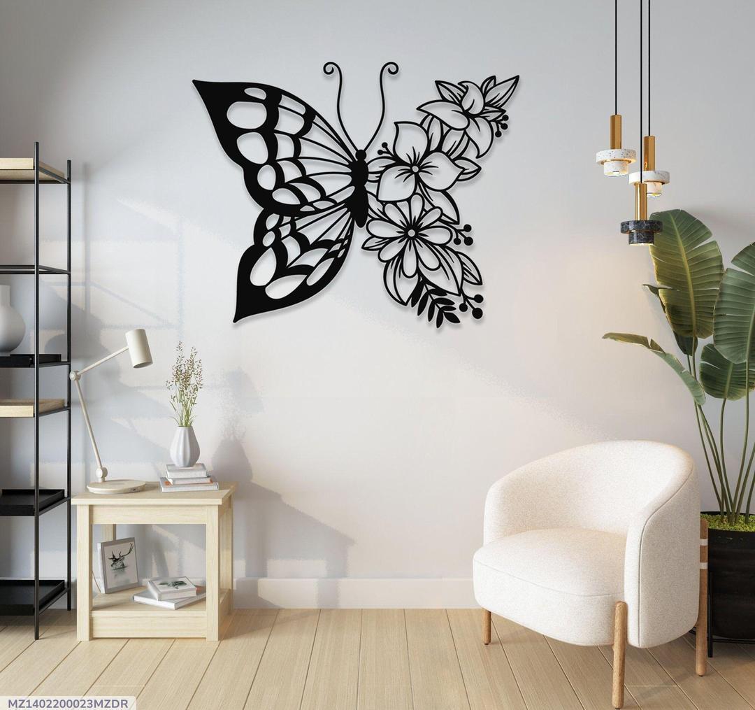 Black Butterfly Design MDF Wall Frame – 12 Inch