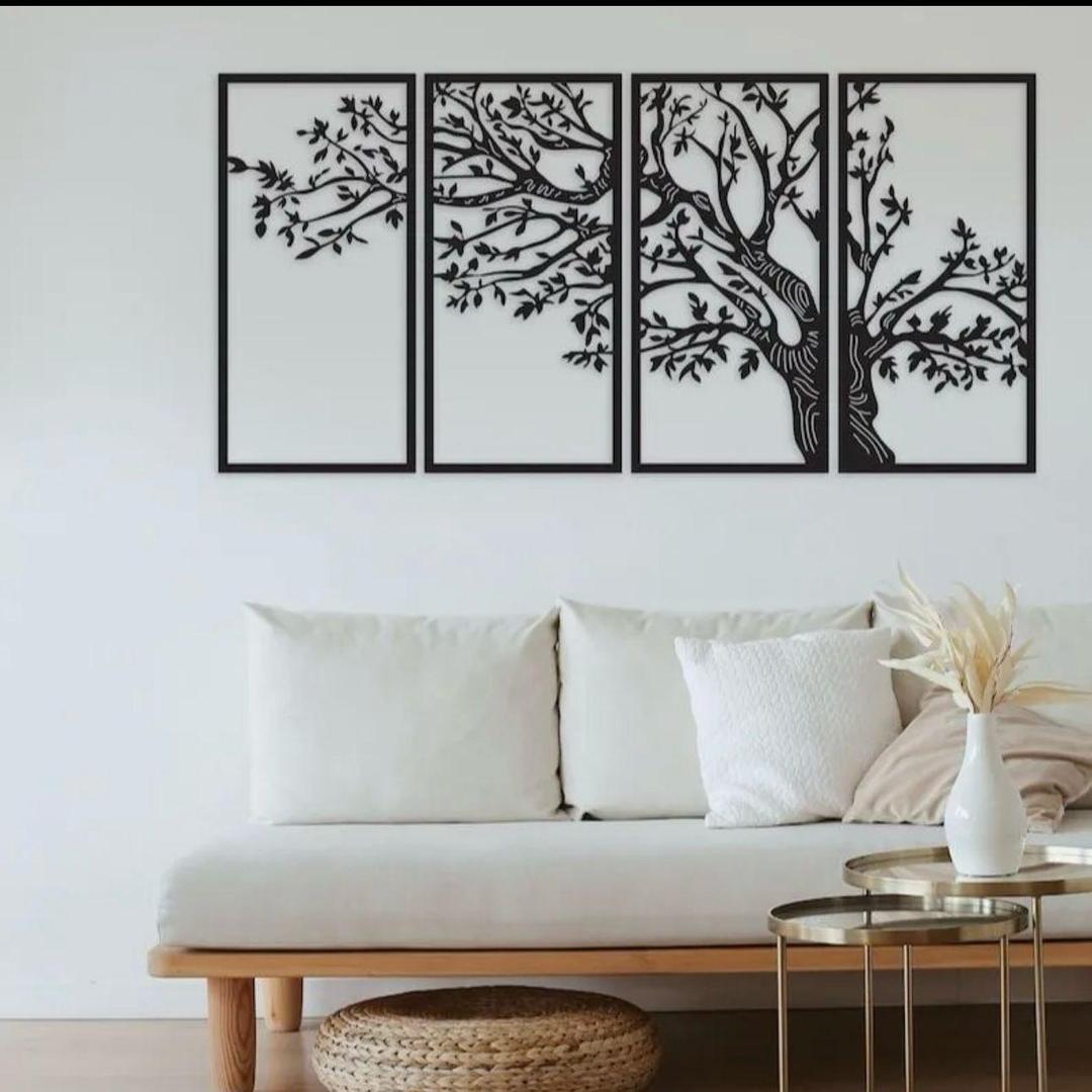 Modern Abstract Art Wooden Wall Frame – Set of 3