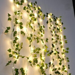 Artificial creeper rattan plant string lights for indoor and outdoor decoration with battery and solar option