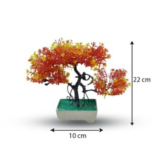 Artificial Yellow Orange Bonsai Tree – 18 Inch Indoor Plastic Decor