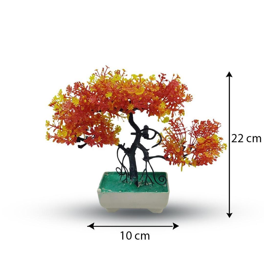 Artificial Yellow Orange Bonsai Tree – 18 Inch Indoor Plastic Decor