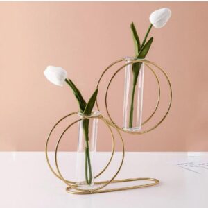 Golden metal test tube vase – stylish 1 piece for table decoration